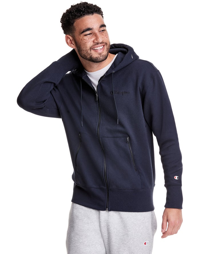 Sudadera Con Capucha Champion Hombre - Tech Weave Full Zip Script Logo ( Azul Marino ) 1483057-EP